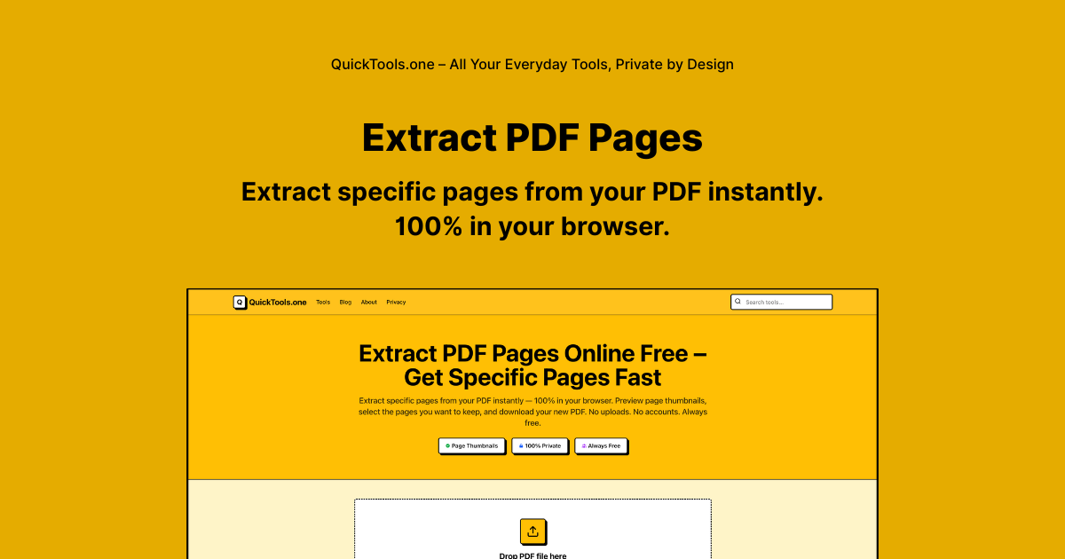 Extract PDF Pages Online Free – Select & Save | QuickTools.one